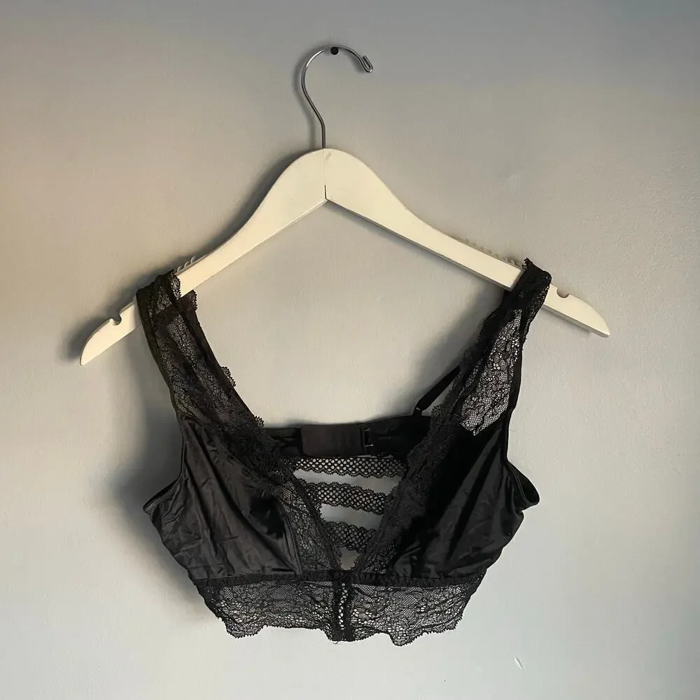 Black Lace Bralette Romantic Valentine's Day Whimsigoth Goth Punk 14